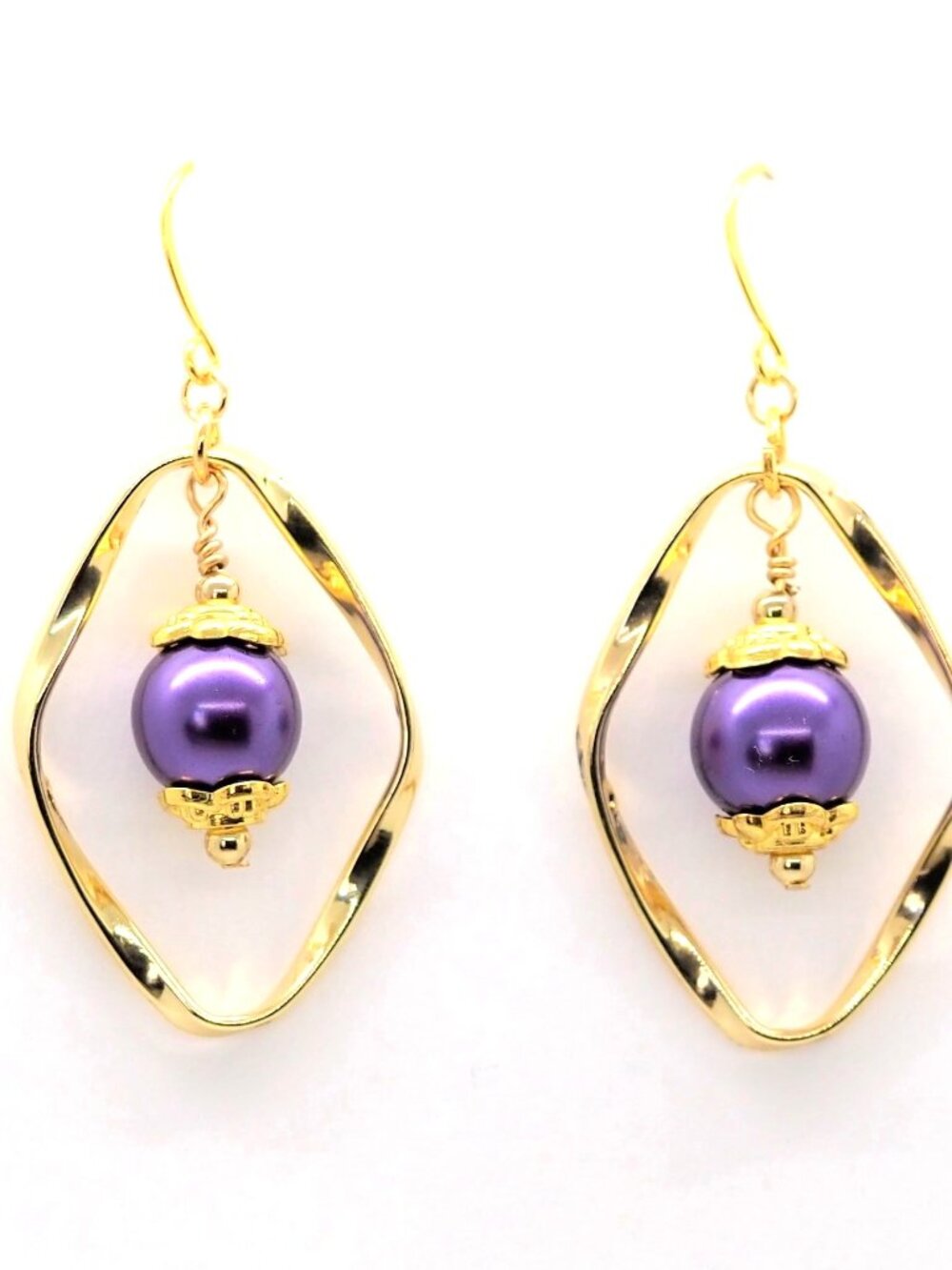 Twisted Gold Purple Earrings